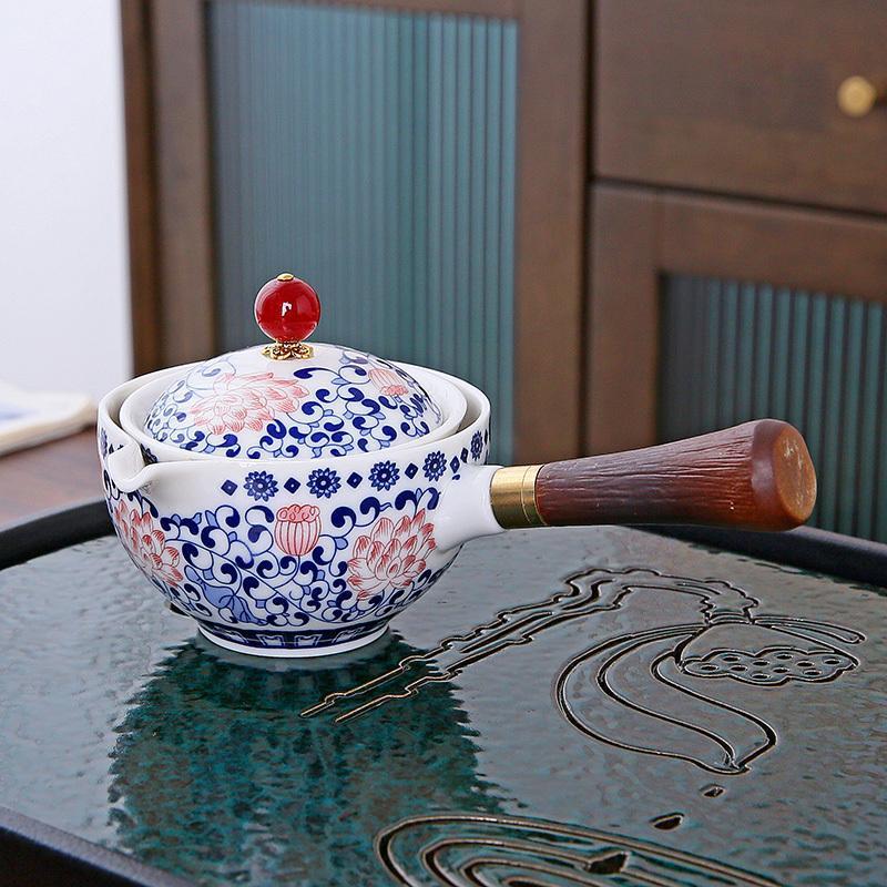 Portable Ceramic Travel Tea Set with Automatic Kung Fu Tea Maker - Business Gift