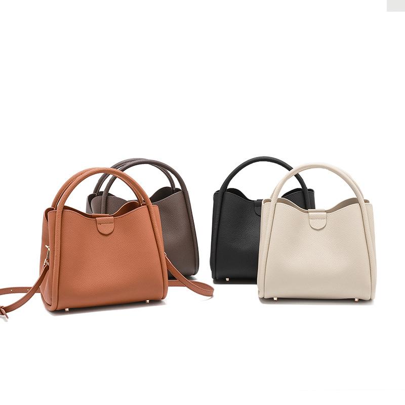 Premium Sense Bucket Wrap Top Layer Cowhide Spring All-in-one Crossbody Bag