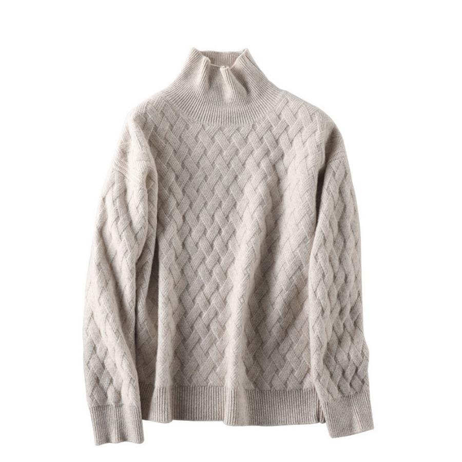 High Neck Sweater for Women Autumn Winter Thickened Loose Knitted Wool Long Sleeve Underwear Pullover Sweaters