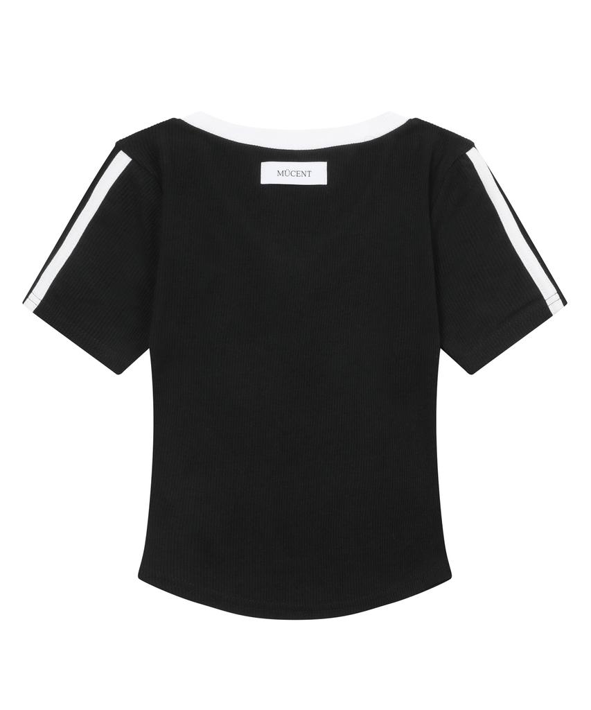 MUCENT Binding Track Line Ribbed Short Sleeve Tee (3 Colors)