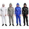 Mens High Visibility Reflective Coveralls Water Resistant Front Zipper Long Sleeve Elastic Waist Hooded Jumpsuit