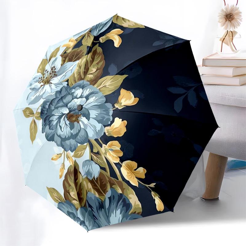 1pc Floral Pattern Design Umbrella with Plastic Handle,Compact & Stylish,Suitable for All Seasons ptys26063