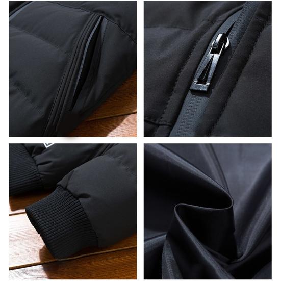 Men Jacket Cotton Padded Long Sleeve Solid Color Stand Collar Coldproof Winter Coat