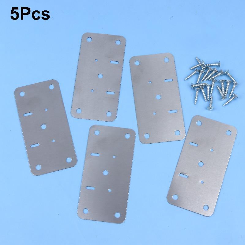 Stainless Steel Cabinet Hinge Repair Plate Kit, Pre-drilled Door Hinge Fix Mounting Plates For Kitchen Cupboard Furniture Reinfo