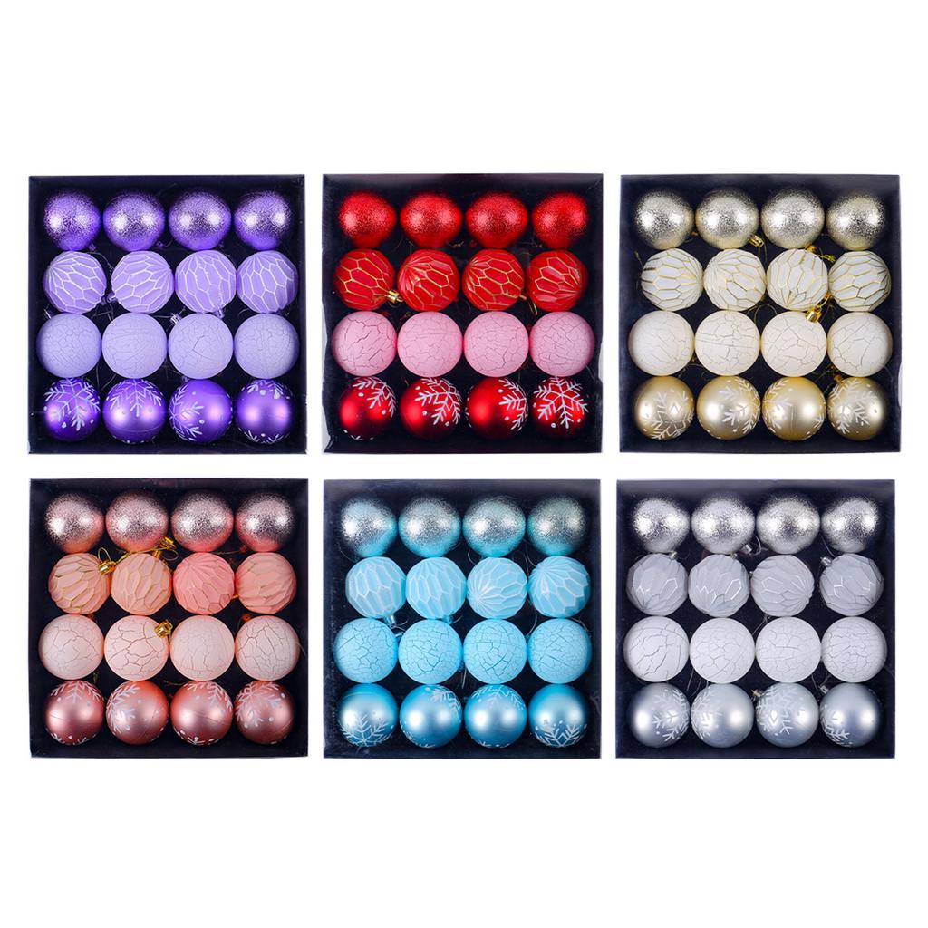 16Pieces Painted Christmas Ornament Set Colorful Christmas Sphere Baubles Ornament Set For Holiday Celebration