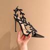 Nouvelles Chaussures d'Été pour Femmes Chaussures pour Femmes Bout Pointu Slingback Talons Hauts Sandales pour Femmes Type Feuille Chaussures pour Femmes
