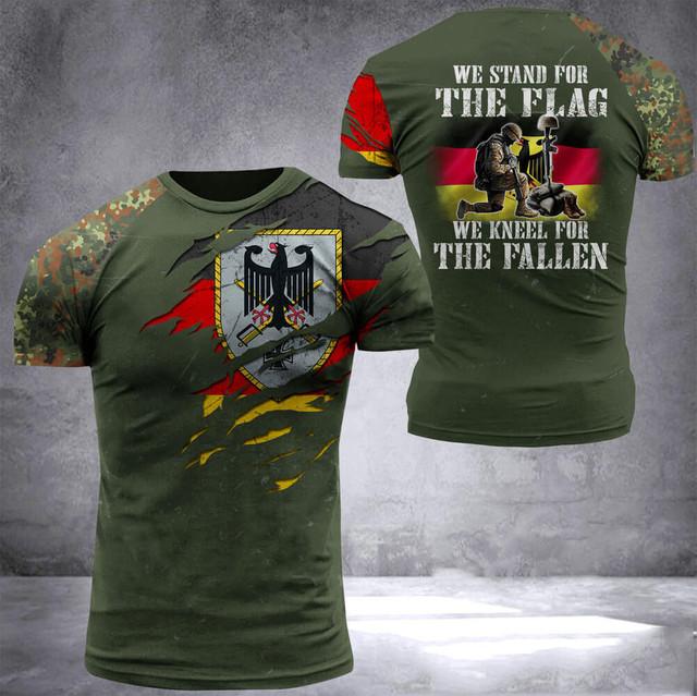 German T-shirt Men Skull Flag 3d Print Tops Fashion Veteran Short Sleeve O-neck Tee Casual Graphic Oversized Loose T Shirts