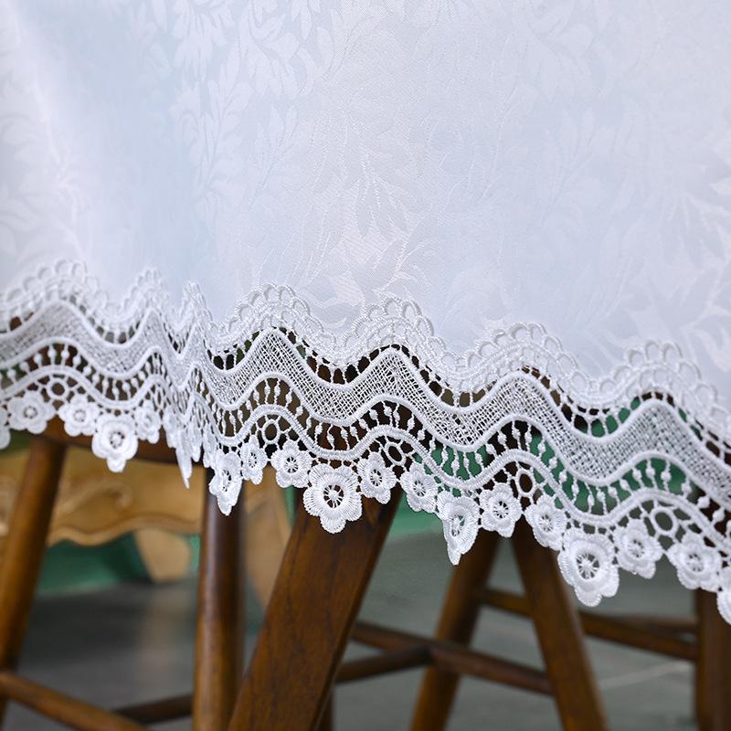 Nappe de luxe simple et légère Nappe brodée en dentelle Nappe de thé de haute qualité Nappe de meuble TV résistante à l'usure Nappe ronde