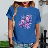 Damernas Mode Rundhalsad Casual Retrotryck Kortärmad T-shirt Topp