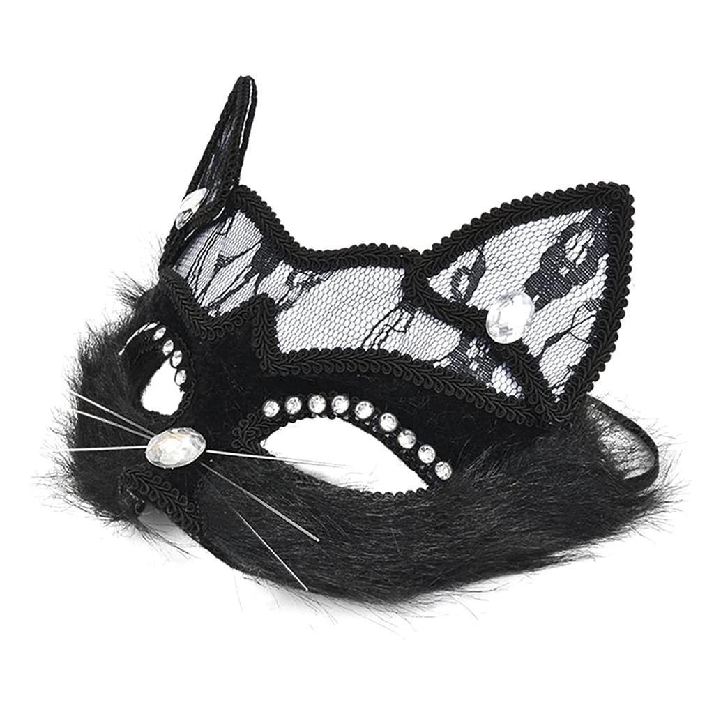 Moonlove Cat Cosplay Mask, Women's Half-Face Cat Costume Mask, Lace, 1914cm, Stretchable, Perfect for Weddings, Witch Cosplay, Halloween,
