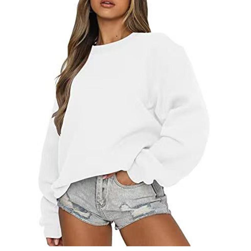 Women's Fleece-Lined Round Neck Casual Sweatshirt, Loose-Fit Style for Couples