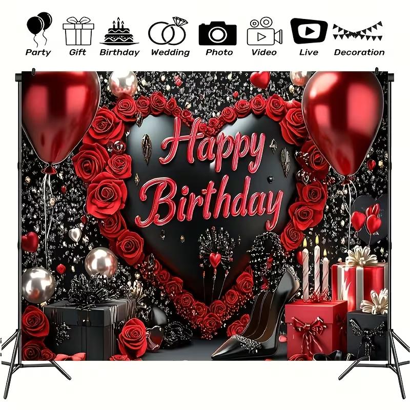 2D Glamour Geburtstagsparty Kulisse Rote Rosen & High Heels Fotografie Hintergrund