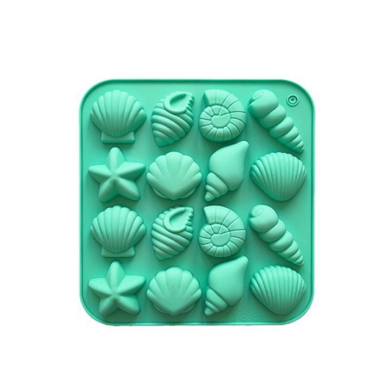 16 Cavity Seashell Conch Starfish Silicone Molds Ocean Silicone Mold Diy Pudding Ice Grid Candy Chocolate Cake Baking Mold