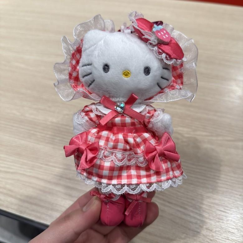Lolita Plush Cat Girl Doll With Lace Bow And Heart Button For Car Keychain Decor