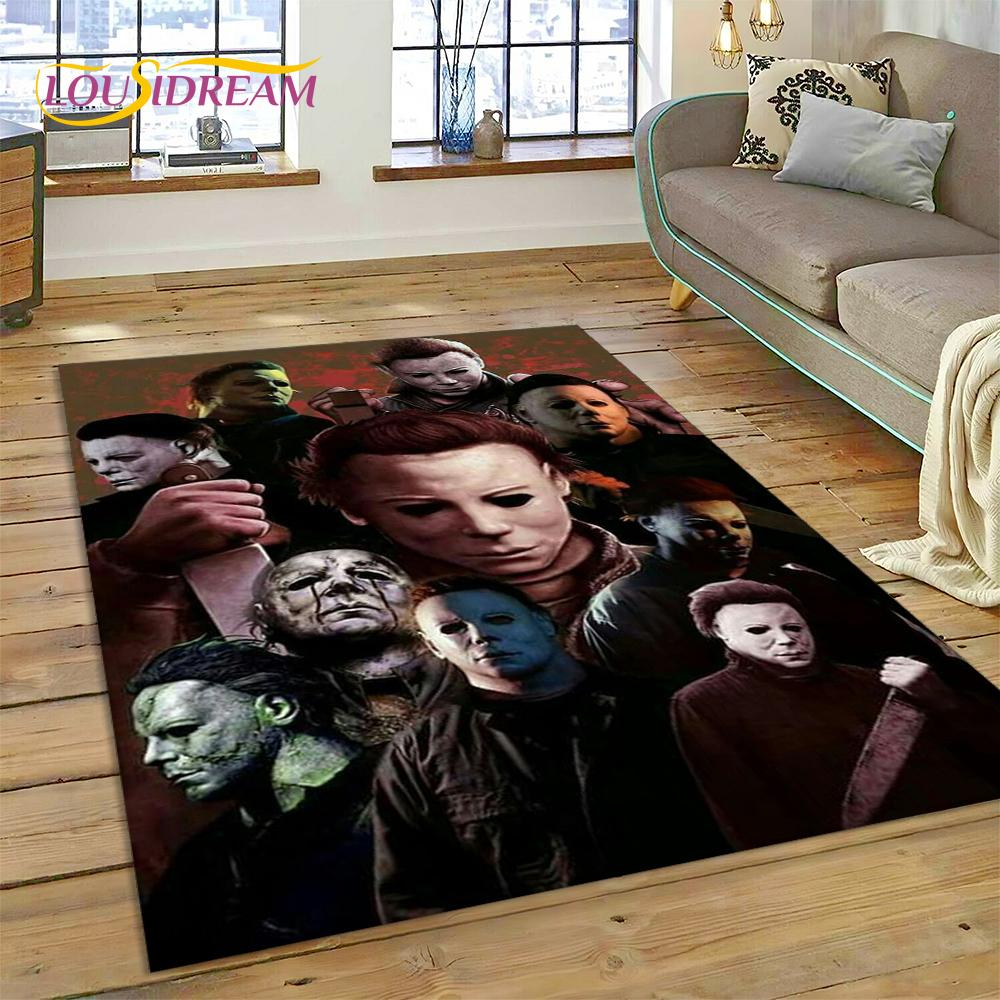 Horror Movie Character Chucky Pennywise Halloween Carpet Rug for Bedroom Living Room Home Sofa Decoration,Large Decor Floor Mat