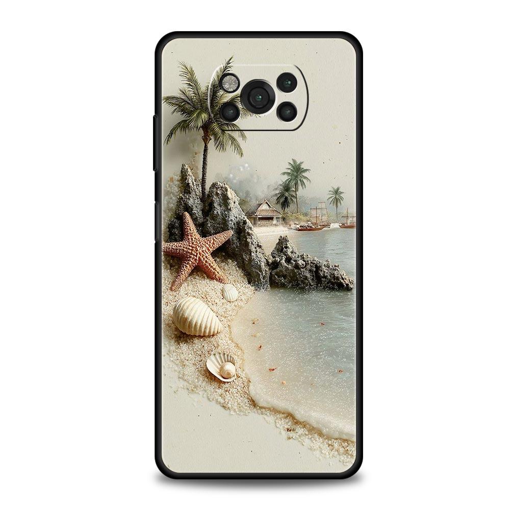 Ozean Küste Muschel Seetang Handyhülle Cover für Xiaomi Poco F7 Ultra F6 F5 F4 F3 X6 X5 X4 X3 NFC C51 C55 M4 GT 5G Weiches TPU