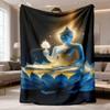 2026 New Arrival Flannel Blanket 1pc Illuminated Buddha Design Soft Flannel Throw Blanket Digital Print Warm Polyester Blanket for Sofa, Bed, Travel, 