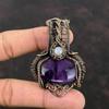 Stern Amethyst Anhänger Kupferdraht gewickelter Schmuck Edelstein Kupferanhänger Regenbogen Mondstein Anhänger Handgefertigter Designerschmuck Geschenk für Frauen
