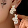 Alloy Earrings 1 Pair Stud for Women, Enamel Irregular Petal Shape Wear-resistant Ear Studs, French Style Pins Versatile Gift Jewelry Pleated