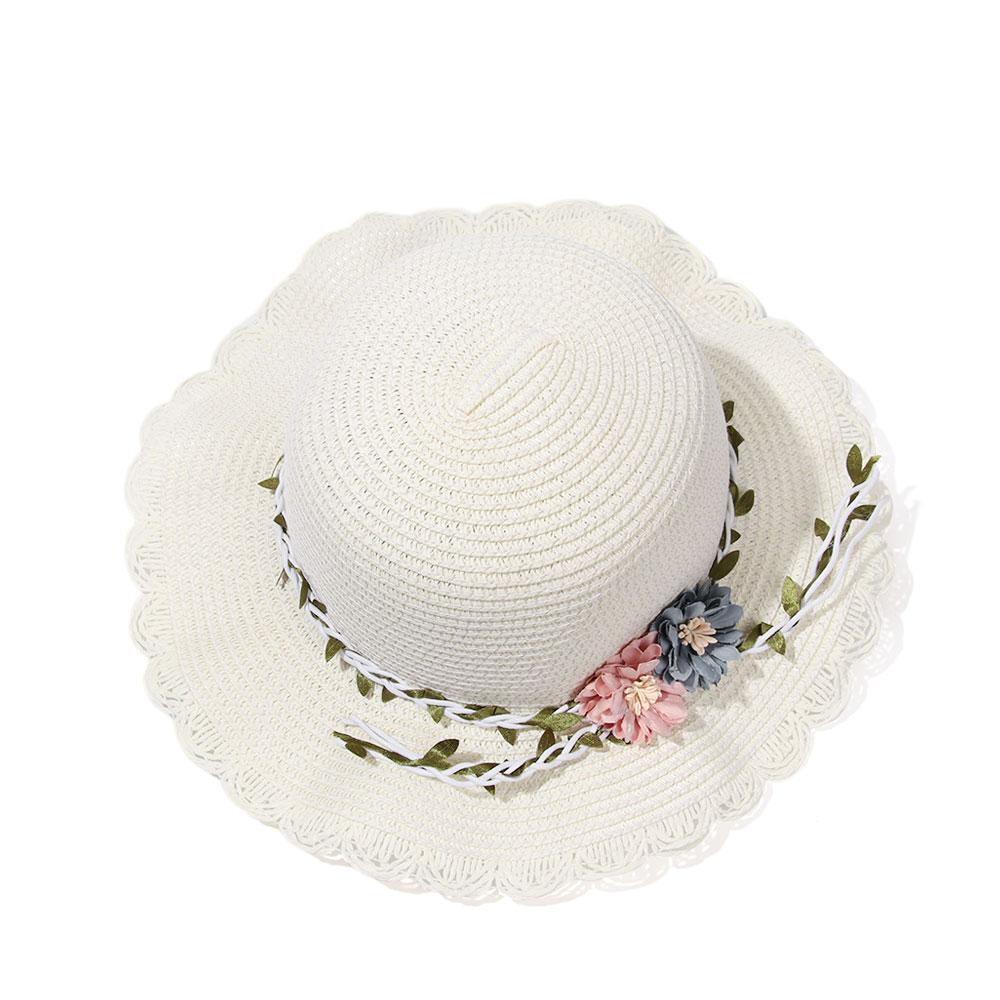 Travel Straw Weaving Toddler Baby Girls Summer Hat Flower Sunshade Caps Shoulder Bag Wide Brim Hats