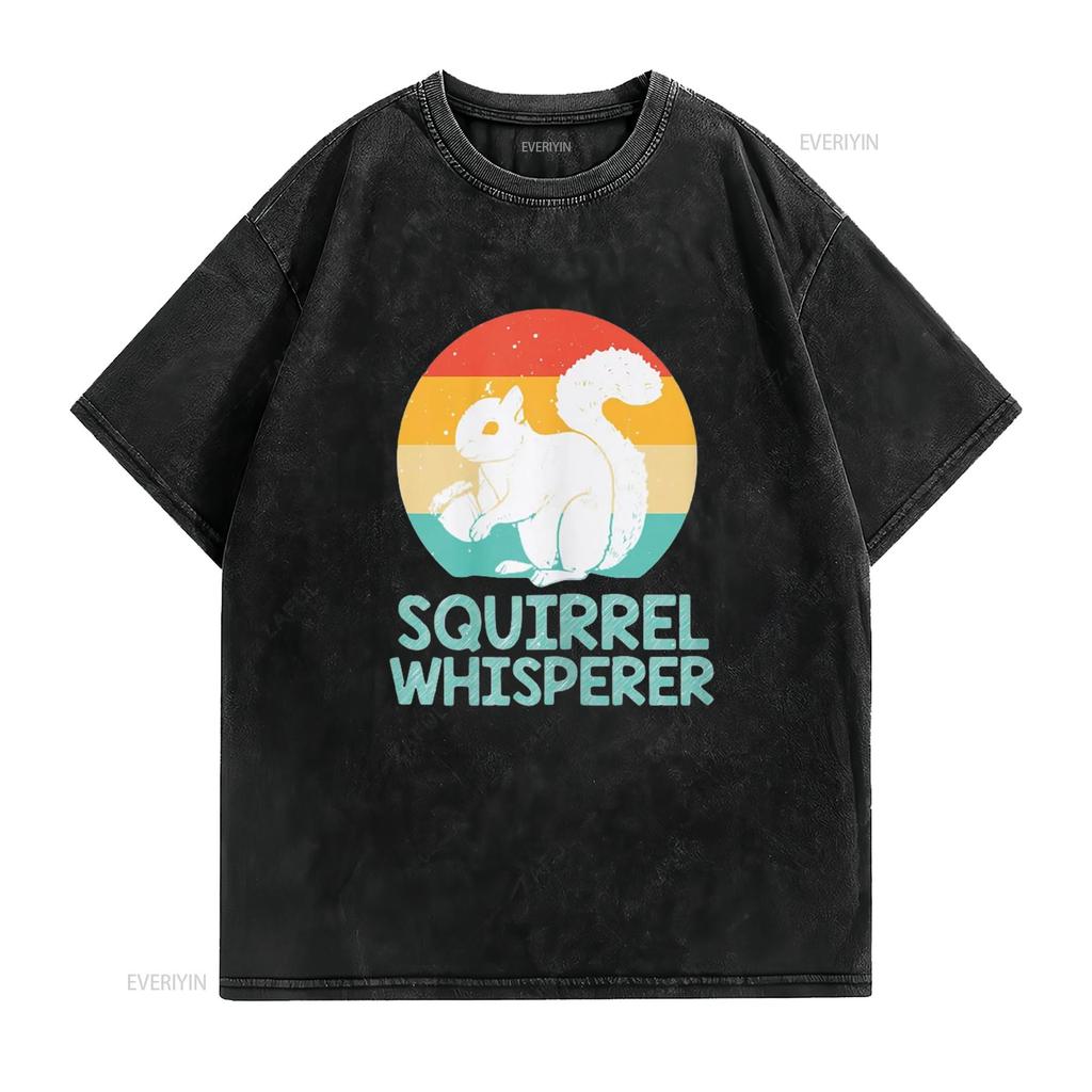 Funny Squirrel Whisperer Lover T Shirt Vintage Washed Breathable Streetwear Homme Stylish Slightly Versatile