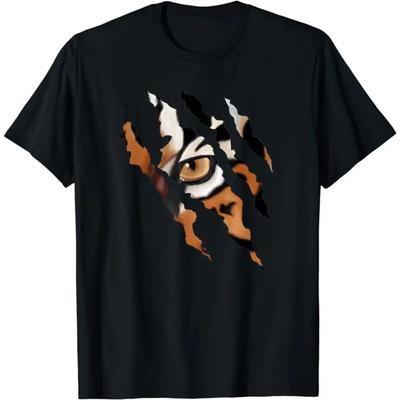 T-shirt Chat Tigré Yeux de Chat Griffe Silhouette Sans Peur