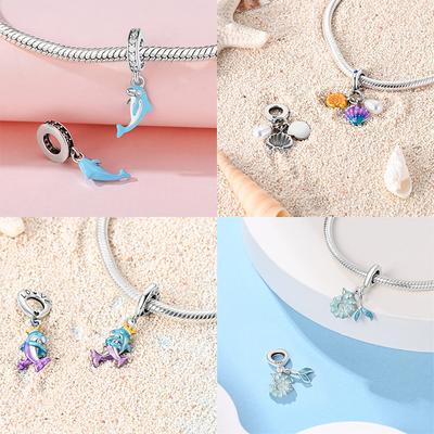 Original Copper Charms Sea Shell Starfish Dolphin Beads Fit Bracelet Bead Jewelry Women Making Fine Jewelry Gift