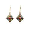 Turquoise Bohemian Owl & Palm Bronze Carved Dreamcatcher Earrings for Women