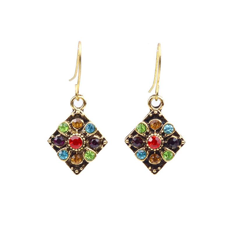 Turquoise Bohemian Owl & Palm Bronze Carved Dreamcatcher Earrings for Women
