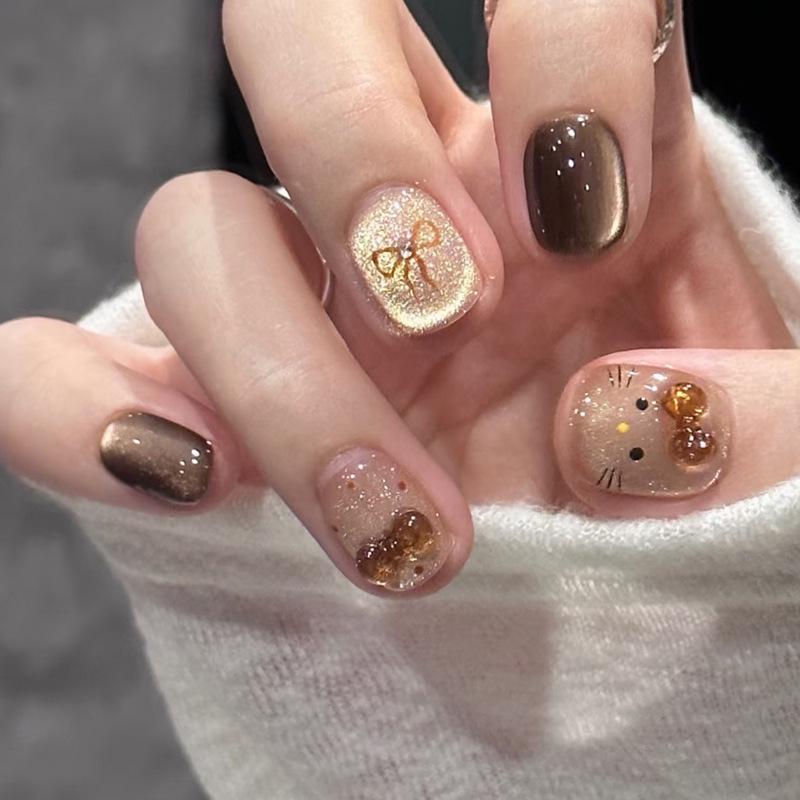 Gradient Amber Gold Foil Removable Nail Stickers - Autumn/Winter Collection