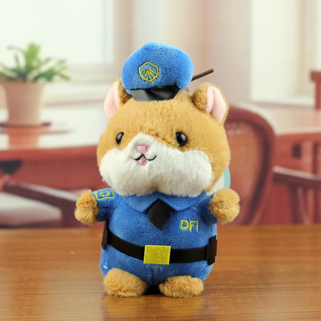 Cute Police Hamster Plush Keychain Kids Gift For Bag Decor