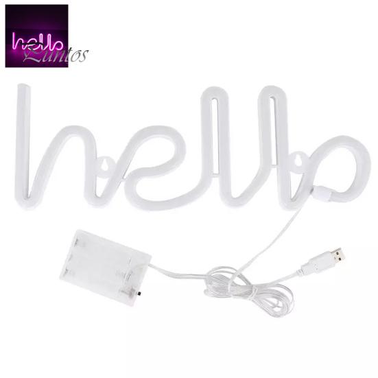 Olá sinal de néon forma criativa usb/bateria operado não-reflexo led lâmpada de néon ornamento de parede fontes de festa