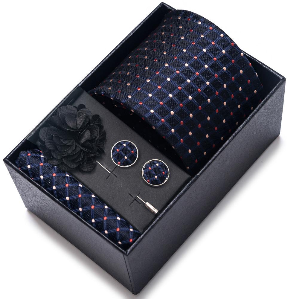 New Tie Men'S Suit Accessories Cufflinks Square Scarf Corsage Tie Premium Suit Gift Box Packaging