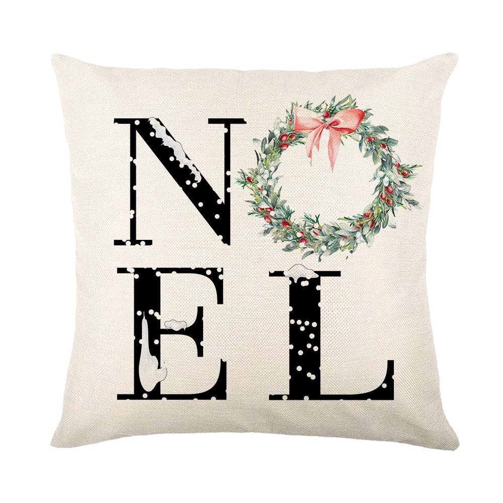Christmas Pillow Cover Linen Printed Living Room Sofa Cushion Cover Bedroom Headboard Pillow Cover