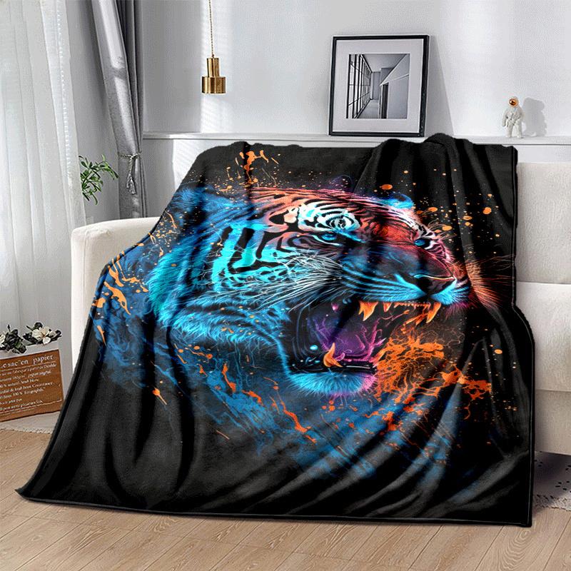 1 Stück Leichte Flanelldecke mit Tigerdruck, Bequeme und Warme Decke, für Camping Sofa Bett und Couch Büro, Geeignet für Geschenk Decke