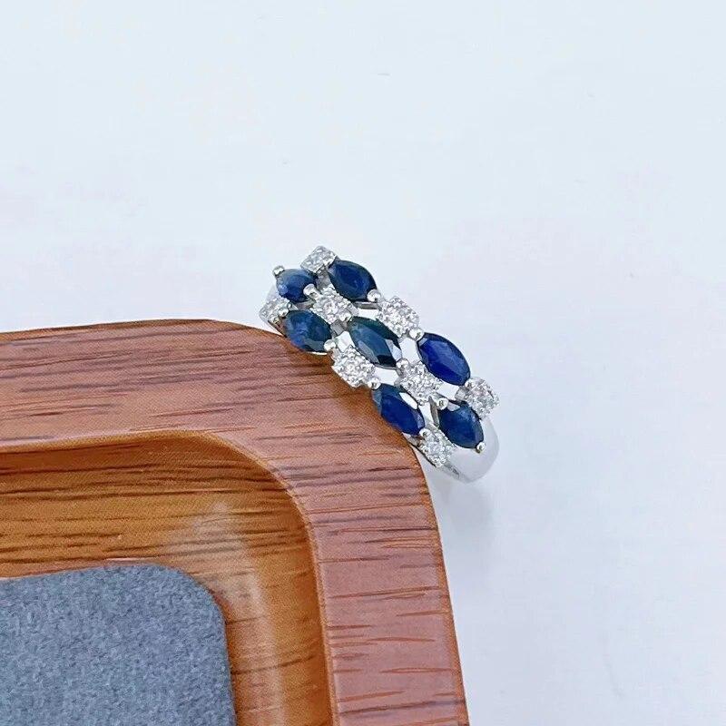 Sace Gems 925 sterling ezüst, átméretezhető 2*5 mm-es természetes zafír gyűrűk női eljegyzési koktélparti finom ékszerek számára