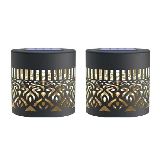Decorative Solar Lights Metal Hollow Pattern Outdoor Step Wall Lights Weather-Resistant Landscape Lamp Waterproof Fence Lights for Garden Yard Decor