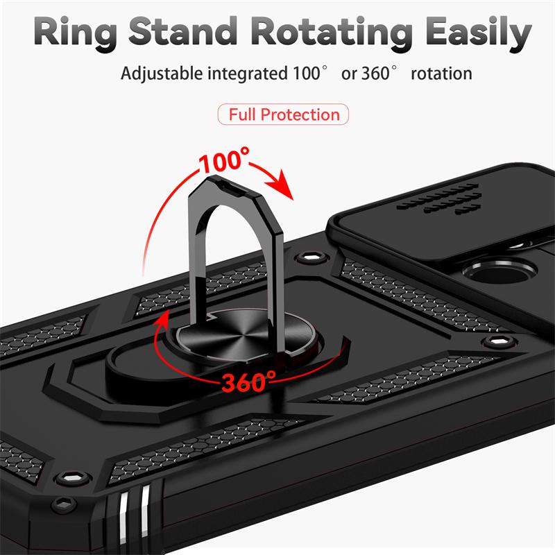 For Xiaomi Redmi 10C Case Armor Metal Ring Magnetic Stand Phone Case For Redmi 10C 10 C Redmi10c Slide Lens Protect Back Cover