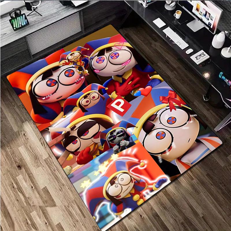 Cartoon Character Pomni  Carpet Office Decorative Carpet For Living Room Bedroom Door Mat Floor Rug Computer Chair Area Rug Perfect Holiday Gift