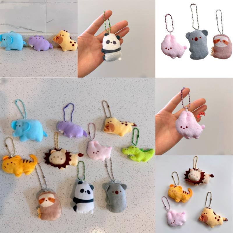 Cute Bean-eyed Plush Animal Zoo Keychains Elephant Koala Panda Lion And More!