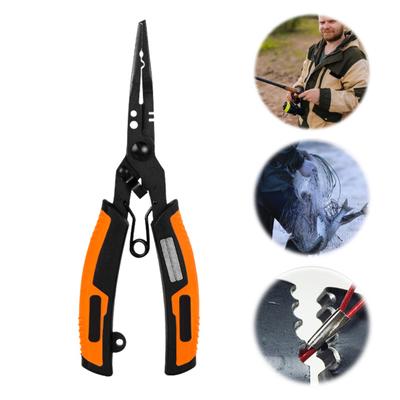 Stainless Steel Fishing Pliers Ergonomic Handle Portable Multifunction Ring Opener PE Line Cutter Hooks Remover Sharpener Fishing Line Scissor