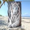 1Pc White Tiger Portrait Beach Towel | Soft, Ultra-Absorbent Microfiber, Lightweight, Perfect For Beach, Parties, Travel 2D Flat
