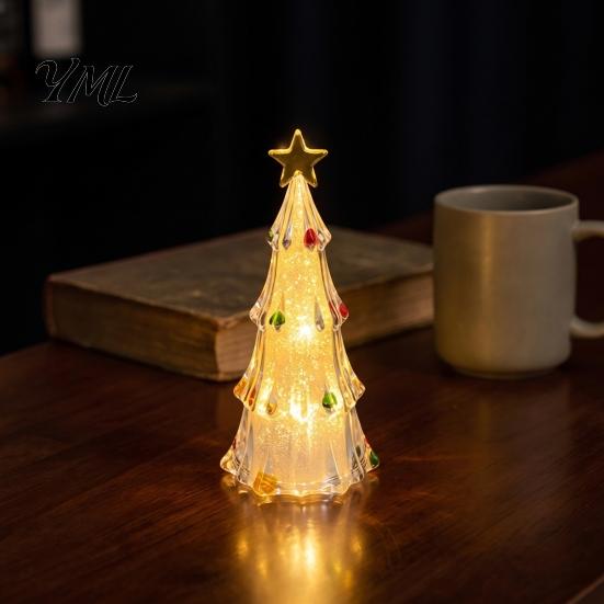 Bedroom Night Lamp LED Lighted Christmas Tree Tabletop Decoration, Battery Operated Xmas Light, Light Holiday Ornament with Star Topper for