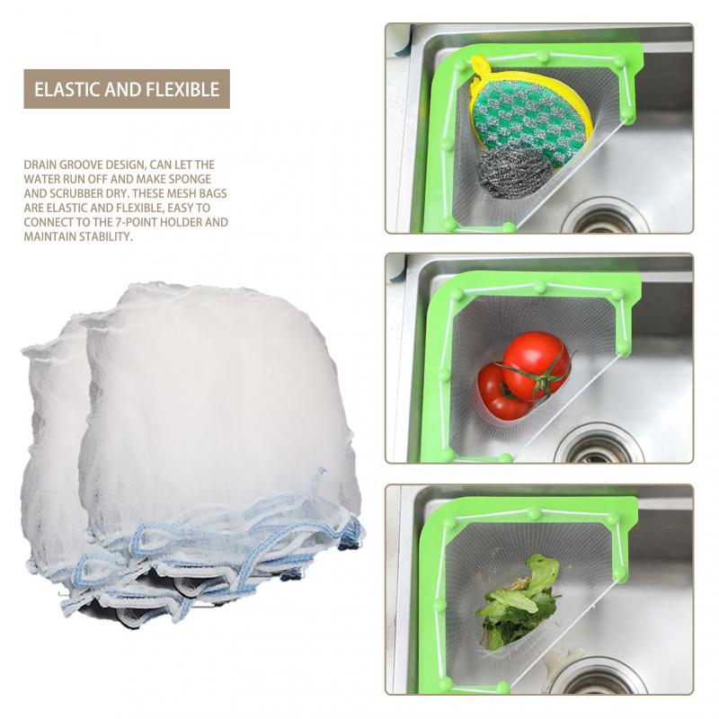 Multifunctional Triangle Drainage Rack Kitchen Sink Leftovers Filter Hanging Net Drain Basket ARI