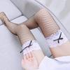 Roztomilé mašličkové krajkové podkolenky nad stehno Elastické dámské síťované nad koleno s mašličkou Anime Cosplay Punčochové zboží Sexy spodní prádlo