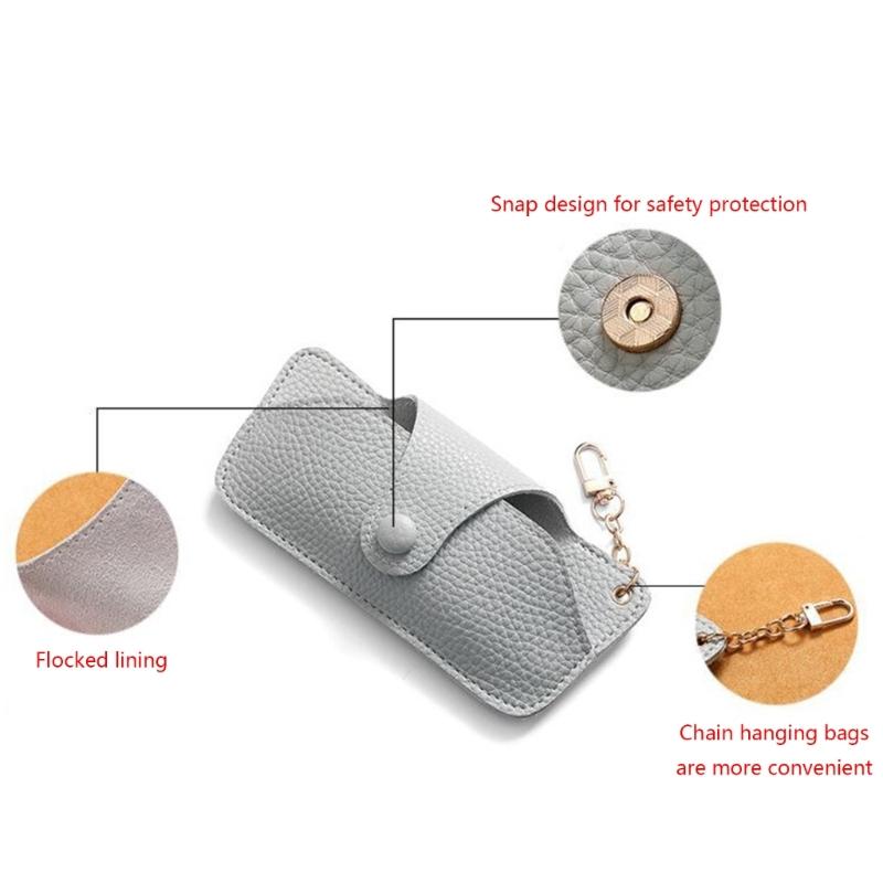 Portable Retro PU Glasses Bag With Hanging Chain Sunglasses Case Simple Eyeglasses Storage Box Waterproof Eyewear Case