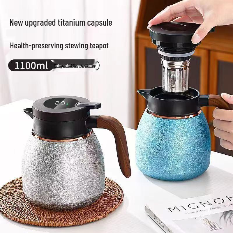 Titanium-Plated Teapot with Tea and Water Separation - Insulated Household Steeping Pot with Premium Handle