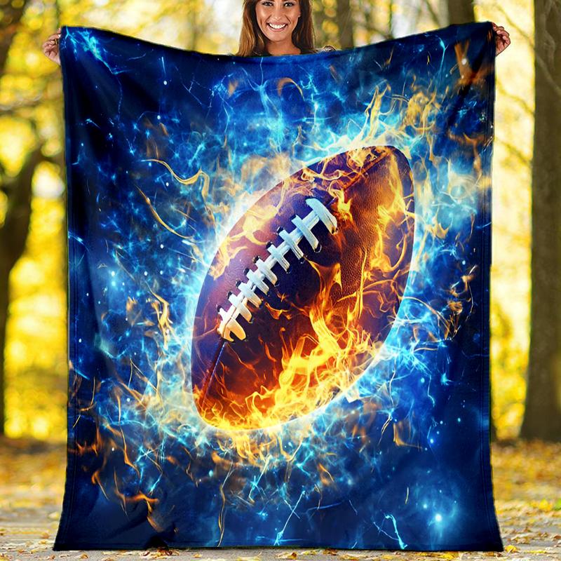 Decke mit Aufdruck zum Thema American Football - Perfekt für Sofa, Bett, Reisen & den Außenbereich | Maschinenwaschbar, Gemütlich & Langlebig.