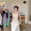 Neck Sling Dress Children's Summer Design Sense Hollow Waist and Thin Temperament Seaside Beach Vacation Dress
