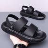 Modemarke Neue Herren Atmungsaktiv Weichsohle Zwei auf Sandalen für Sommer Mode Bequem Oberste Schicht Rindsleder Lässige Leder Strandschuhe
